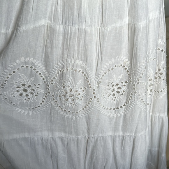 NAOO Nation AK Outfits White Eyelet Layered Maxi Boho Peasant Dress Medium - Picture 13 of 13